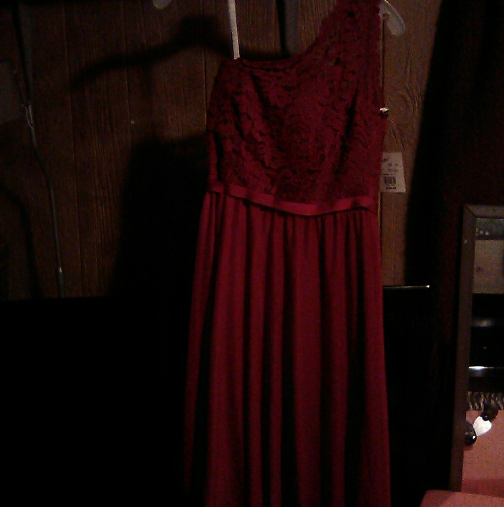 Size 4 apple color one shoulder lace me dress